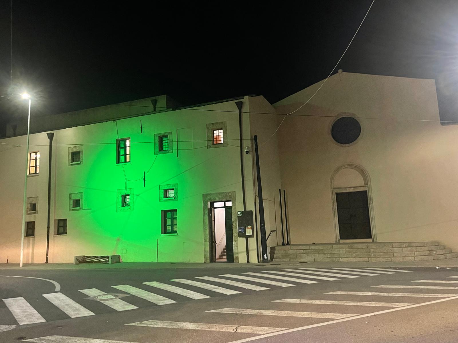 Sull'Ex Convento la luce verde in occasione della Giornata Mondiale della Salute Mentale